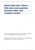 Illinois CAN state / Illinois  CNA state exam questions questions 2024 with  complete solution