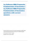 Ivy Software MBA Prepworks  Fundamentals of Economics / Ivy Software MBA Prepworks  Fundamentals of Economics questions with correct  answers