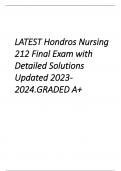 LATEST Hondros Nursing 212 Final Exam with Detailed Solutions Updated 2023-2024.GRADED A+