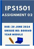 IPS1501 assignment 2 UNIQUE NUMBER: 800049 SUBMISSION DATE: 20 June 2024