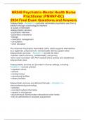 NR548 Psychiatric-Mental Health Nurse Practitioner (PMHNP-BC) 2024 Final Exam Questions and Answers