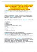 PMHNP PSYCHIATRIC-MENTAL HEALTH NURSE PRACTITIONER ROLE, SCOPE OF PRACTICE, AND REGULATORY PROCESS  Certification Exam Correctly Solved