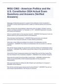 WGU C963 - American Politics and the U.S. Constitution 2024 Actual Exam Questions and Answers (Verified Answers)