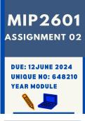 MIP2601 ASSIGNMENT 02..UNIQUE NO: 648210 . Submission Date:  12JUNE 2024