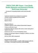 FGCU TAX 4001 Exam 1 Law Study  Guide (Question and Answers) Florida  Gulf Coast University