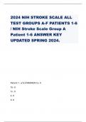 2024 NIH STROKE SCALE ALL TEST GROUPS A-F PATIENTS 1-6 / NIH Stroke Scale Group A Patient 1-6 ANSWER KEY UPDATED SPRIN4G 202.