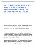 VATI COMPREHENSIVE PREDITOR 2023 EXAM WITH QUESTIONS AND WELL VERIFIED ANSWERS [GRADED A+] ACTUAL EXAM 100% REAL!!REAL!!