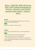 Exam 1: PNR106 / PNR 106 (Latest 2024 / 2025 Update) Foundations of Nursing | Questions and Verified Answers 100% Correct | Grade A - Fortis