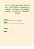 Exam 1: PNR106 / PNR 106 (Latest 2024 / 2025 Update) Foundations of Nursing | Questions and Verified Answers 100% Correct | Grade A - Fortis