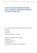 TECC QUIZ WITH QUESTIONS AND WELL VERIFIED ANSWERS [GRADED A+] REAL EXAM 100%