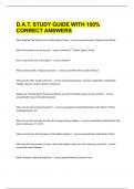 D.A.T. STUDY GUIDE WITH 100% CORRECT ANSWERS