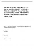 ATI TEAS 7 ENGLISH LANGUAGE USAGE EXAM WITH CORRECT 200+ QUESTIONS WITH CORRECTRY ANALYZED ANSWERS (ACTUAL EXAM) ALREADY GRADED A+ LATEST 2024    