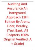 Test Bank For Auditing and Ausurance An Intergrated Approach 13rd Edition By  Arens, Elder, Beasley