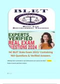 NC BLET State Exam 2023/ Containing 964 Questions & Verified Answers/ Update 2024-2025.