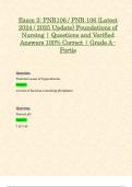 Exam 2: PNR106 / PNR 106 (Latest 2024 / 2025 Update) Foundations of Nursing | Questions and Verified Answers 100% Correct | Grade A - Fortis