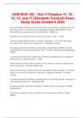 UAB BUS 102 - Test 3 Chapters 11, 12, 13, 15, and 17 (Elizabeth Turnbull) Exam Study Guide Graded A 2024