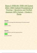 Exam 3: PNR106 / PNR 106 (Latest 2024 / 2025 Update) Foundations of Nursing | Questions and Verified Answers 100% Correct | Grade A - Fortis