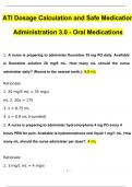 ATI Dosage Calculation and Safe Medication Administration 3.0 - Oral Medications (2024/2025) Newest Questions and Answers (Verified Answers)