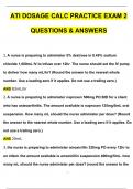 Dosage calculation BUNDLED Dosage calculation RN Mental Health online practice assessment 3.0 Exam  ATI DOSAGE CALCULATION PRACTICE EXAM 2 (2024/2025) Newest Questions and Answers (Verified Answers)