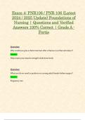 Exam 4: PNR106 / PNR 106 (Latest 2024 / 2025 Update) Foundations of Nursing | Questions and Verified Answers 100% Correct | Grade A - Fortis