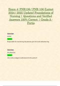 Exam 4: PNR106 / PNR 106 (Latest 2024 / 2025 Update) Foundations of Nursing | Questions and Verified Answers 100% Correct | Grade A - Fortis