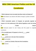 WGU C963 American Politics and the US Constitution (2024/2025) Newest Questions and Answers (Verified Answers)