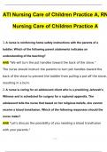 ATI Nursing Care of Children Practice A, RN Nursing Care of Children Practice  A (2024/2025) Newest Questions and Answers (Verified Answers)