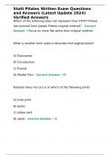 Stott Pilates Written Exam Questions and Answers (Latest Update 2024) Verified Answers