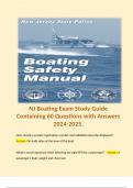 NJ Boating Exam Study Guide Containing 60 Questions with Answers 2024-2025. 