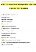 WGU C214 Financial Management Overview Concept Quiz Answers Rated A+ 2024 Update 