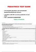 2024/2025 TEST BANK; PEDIATRICS NURSING FOR ADVANCED PRACTICE REGISTERED NURSE (RN) AND LICENSED PRACTICAL NURSE (LPN).COVERING CHAPTERS 1-50|715 COMPLETE QUESTIONS AND WELL-DETAILED EXPLANATIONS/RATIONALE ANSWERS