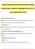 Gold Coast Real Estate Final Exam Study Guide (only contains highlights from Ch's 1, 2,3,4 and some of 11) 2024 Newest Questions and Answers (Verified Answers)