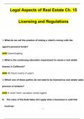 Legal Aspects of Real Estate Ch. 15 Licensing and Regulations 2024 Newest Questions and Answers (Verified Answers)