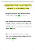 NUR631 ADV PATHO Final II EXAM WITH CORRECT ANSWERS 2024/2025