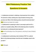 NHA Phlebotomy Practice Test 2024 Newest Questions and Answers (Verified Answers)