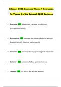 Edexcel GCSE Business Theme 1 Key words for Theme 1 of the Edexcel GCSE Business