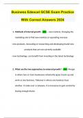 Business Edexcel GCSE Exam Practice With Correct Answers 2024