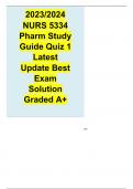 NURS 5334 Pharm Study Guide Quiz 1 Latest Update Best Exam Solution Graded A+