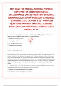 TEST BANK FOR MEDICAL-SURGICAL NURSING CONCEPTS FOR INTERPROFESSIONAL COLLABORATIVE CARE 10TH EDITION BY DONNA IGNATAVICIUS, M. LINDA WORKMAN | 2021/2022 | 9780323612425 | CHAPTER 1-69 | COMPLETE QUESTIONS AND WELL EXPLAINED  ANSWERS 100% CORRECTLY VERIFI