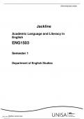  Academic Language and Literacy in English ENG1503  Semester 1  Department of English Studies