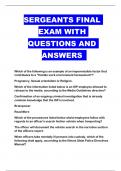 SERGEANTS FINAL EXAM WITH QUESTIONS AND ANSWERS 