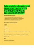 Wisconsin Lead Abatement Supervisor - Exam 100%  VERIFIED ANSWERS  2024/2025 CORRECT