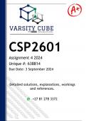 CSP2601 Assignment 4 (DETAILED ANSWERS) 2024 - DISTINCTION GUARANTEED