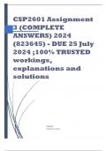 CSP2601 Assignment 3 (COMPLETE ANSWERS) 2024 (823645) - DUE 25 July 2024 ;100% TRUSTED workings, explanations and solutions.