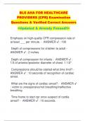 BLS AHA FOR HEALTHCARE  PROVIDERS {CPR} Examination  Questions & Verified Correct Answers <Updated & Already Passed!!>