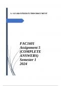 FAC1601 Assignment 5 (COMPLETE ANSWERS) Semester 1 2024 (306151) - DUE 11 June 2024;100% TRUSTED workings, explanations and solutions.