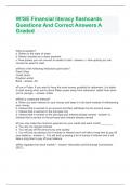 W!SE Financial literacy flashcards Questions And Correct Answers A Graded