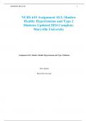 NURS 615 Assignment 10.2: Shadow Health: Hypertension and Type 2 Diabetes Updated 2024 Complete; Maryville University