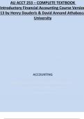 AU ACCT 253 – COMPLETE TEXTBOOK Introductory Financial Accounting |Course Version 13 by Henry Dauderis & David Annand Athabasca University