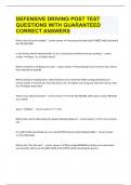 DEFENSIVE DRIVING POST TEST QUESTIONS WITH GUARANTEED CORRECT ANSWERS